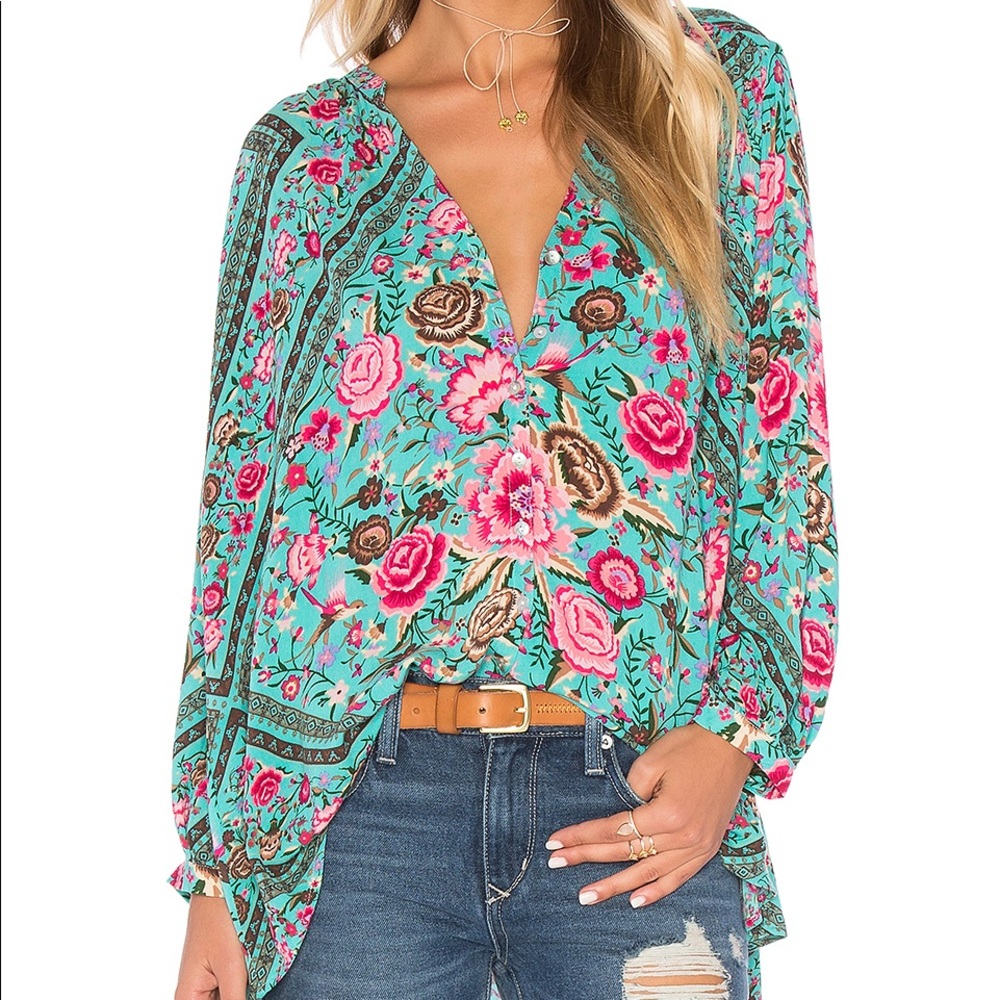 Spell Babushka Blouse Turquoise